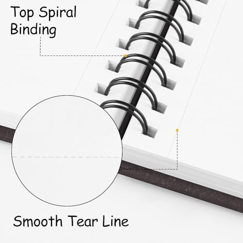 8.3x5.8 Sketch Book,Art Sketchbook for Drawing Pad,Mixed Media Sketchbook - color: TopSpiral-BrightWhite-Dark Coffee