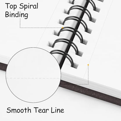8.3x5.8 Sketch Book,Art Sketchbook for Drawing Pad,Mixed Media Sketchbook - color: TopSpiral-BrightWhite-Dark Coffee