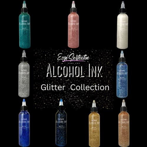 Premium Alcohol Ink|Metallic or Glitter Vibrant|High Saturated Unique Colors|4oz|for Tumblers,Coasters,Resin Dye,Alcohol Ink Paper,Yupo,Resin Petri Dish|by Ezgi Sertcetin (Metallic Bronze) - color: Metallic Bronze