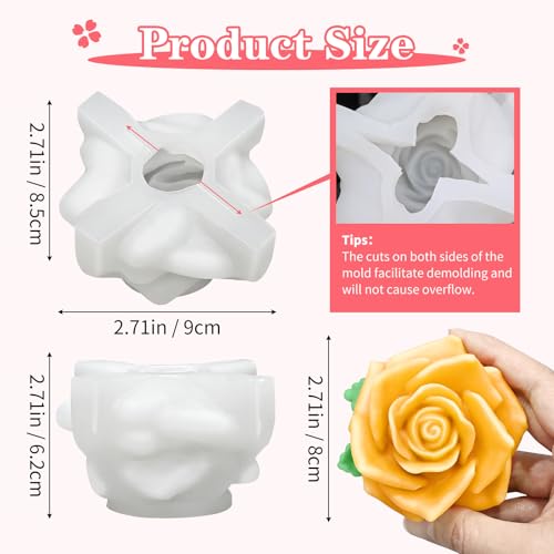 Rose Candle Molds, Bloom Large Rose Flower Candle Molds - color: 1 Pcs Large Rose Silicone Molds