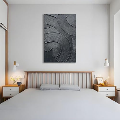 Art 36x24 inch Hand-Painted Black Texture Art Oil Painting Modern Abstract Art Home Wall Decoration Painting - color: Yi098