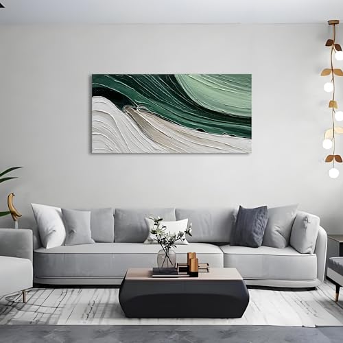 Art 24x48 Inch Hand-Painted Green Texture Oil Painting Modern Abstract Canvas Art Home wall Decoration - color: Dn168
