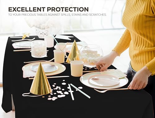 Utopia Kitchen Plastic Table Cloth Disposable (12 Pack - 54x108 Inch) Black Rectangle Tablecloth Waterproof Stain Resistant Party Table Cover | 54x108 Inch Rectangle Tablecloth Waterproof Stain Resistant Party Table Cover - color: Black, size: 54X108 Inch