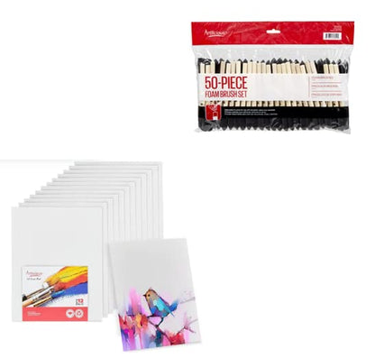 12 Pack 5x7" Painting Canvas and Foam Brush