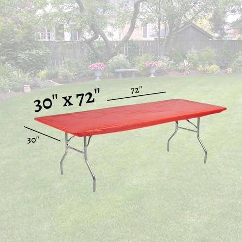 6' Rectangle Plastic Table Covers 30" x 72", Bundle of 5 (Red) - color: Red