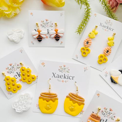 Bee Theme Polymer Clay Cutters Set – Molds, Clay Cutters for Polymer Clay, Clay Earring Tools - color: J color