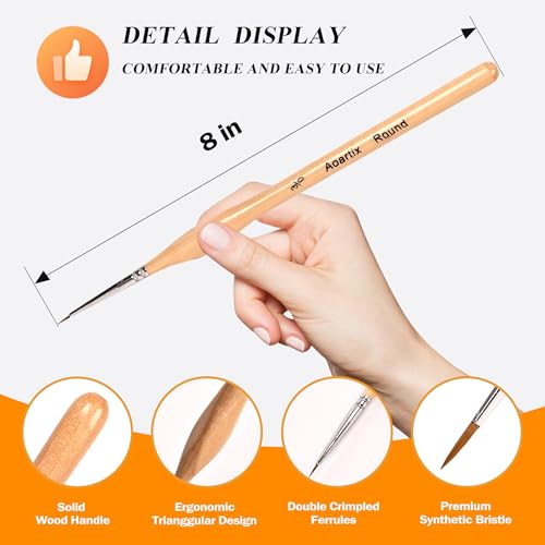 Miniature Brush Dry Brushes, Aoartix 15 Pcs Model Paintbrush Set | Small Brushes for Acrylic, Watercolor, Face,Figurine, Oil, Models & Craft Painting Supplies, Paint by Numbers Kit for Adults - color: Wood