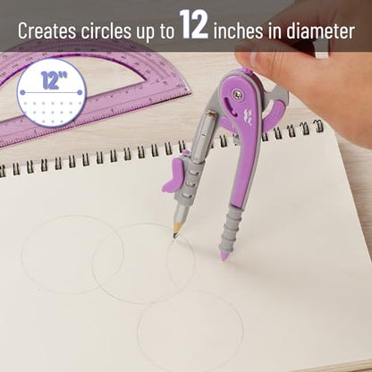 Mr. Pen- Geometry Compass and Protractor Set, 6 Inch Compass - color: Purple, size: 1 Set