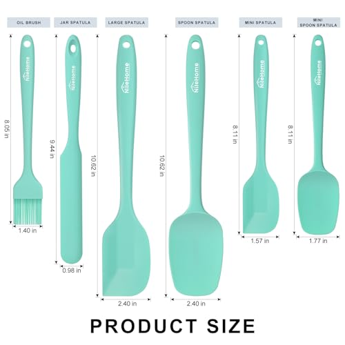 NileHome 6 Pieces Silicone Spatula Set with Silicone Brush,Turquoise - color: Turquoise