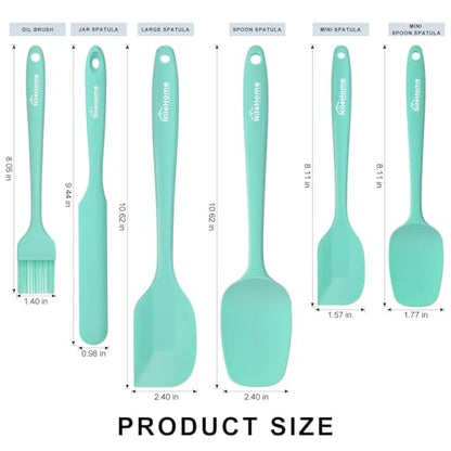 NileHome 6 Pieces Silicone Spatula Set with Silicone Brush,Turquoise - color: Turquoise