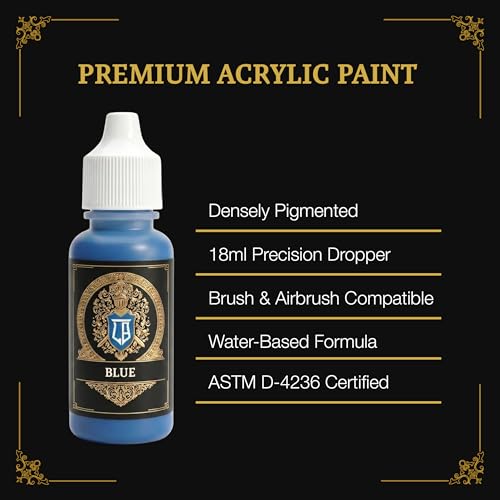 Ludus Bellum Miniature Paint Blue Color 18ml Dropper Bottle, Professional Acrylic Paint for Miniatures & Models, Provides Quality Acrylic Tones and Shades for Warhammer 40K D&D Figures - color: Blue