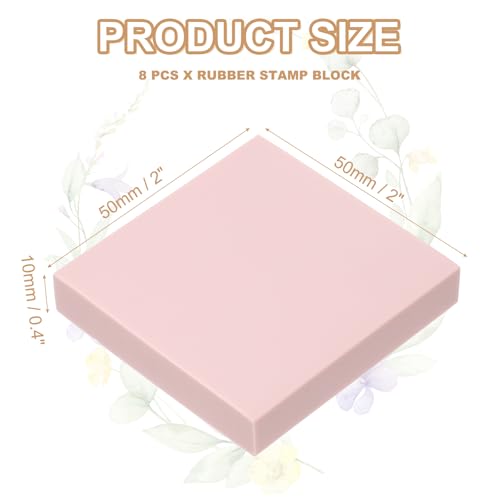 PATIKIL 8Pcs 2X2" Rubber Carving Blocks, Soft Linoleum Art Carving Block Square Crafts Stamp Making for Printmaking Stamps Carving Supplies, Pink - color: Pink