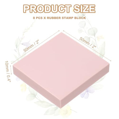 PATIKIL 8Pcs 2X2" Rubber Carving Blocks, Soft Linoleum Art Carving Block Square Crafts Stamp Making for Printmaking Stamps Carving Supplies, Pink - color: Pink