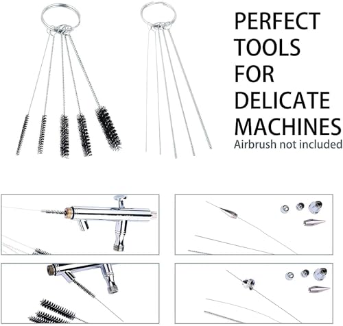 ABEST 3 Set Airbrush Spray Cleaning Repair Tool Kit Stainless steel Needle Brush Set | 5 nylon brushes,5 steel needles, Repair tool for nozzles,Unclogs dried paint, Protects tips, Rust-proof,Fits Master & Paasche