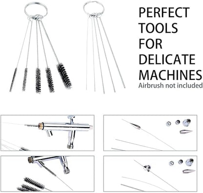 ABEST 3 Set Airbrush Spray Cleaning Repair Tool Kit Stainless steel Needle Brush Set | 5 nylon brushes,5 steel needles, Repair tool for nozzles,Unclogs dried paint, Protects tips, Rust-proof,Fits Master & Paasche