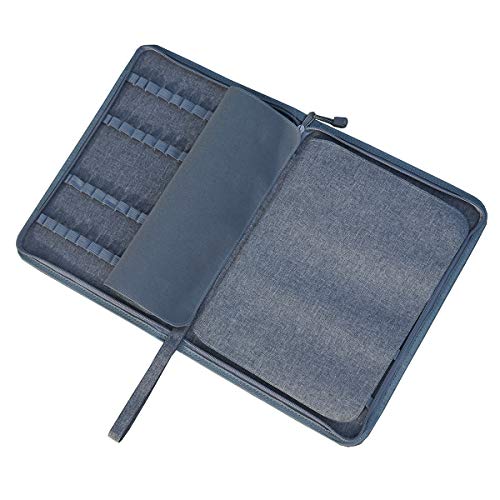 erofa 48 Slots Gray Fountain Pen Case, Canvas Pen Holder Display Pouch Bag Storage Large Capacity Water Resistant - color: Gray-Canvas