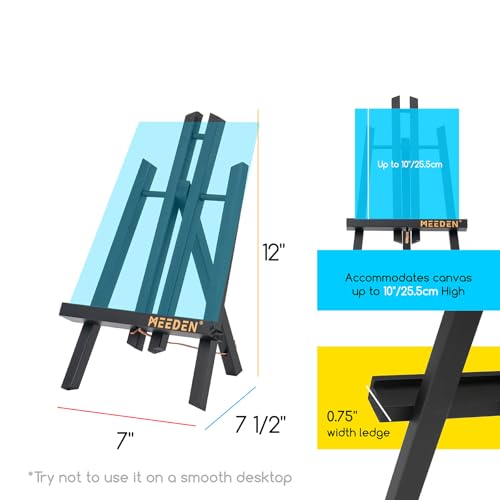 MEEDEN Mini Tabletop Easel Stand: 12" x 12 Pack Pine Wood Table Top Stand | Black Mini Wooden Display Easel for Painting Sign Picture Party Classroom - color: Black, size: 12in-12pcs