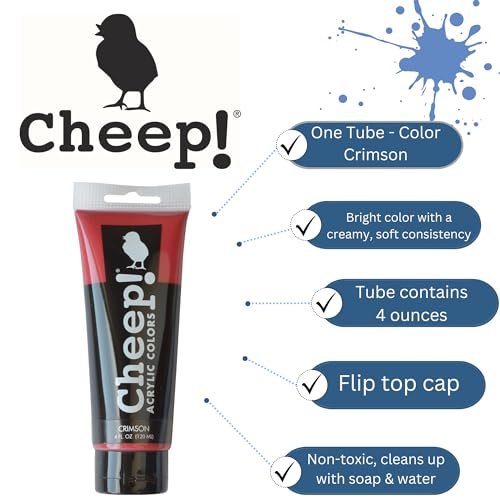 Cheep! Acrylic Paints, 4 oz. Tube - Crimson, Perfect for Artists - Quality Acrylic Paint Heavy Body Paint Artist and Student - color: Crimson