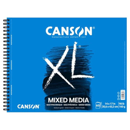 Canson XL Series Mix Media Pad, 14" x 17", White, 98 lb. (160gsm), 60 Sheets/Pad, Pack of 3 Pads, 180 Sheets Total - size: 14x17, 3-Pack, style: Mixed Media