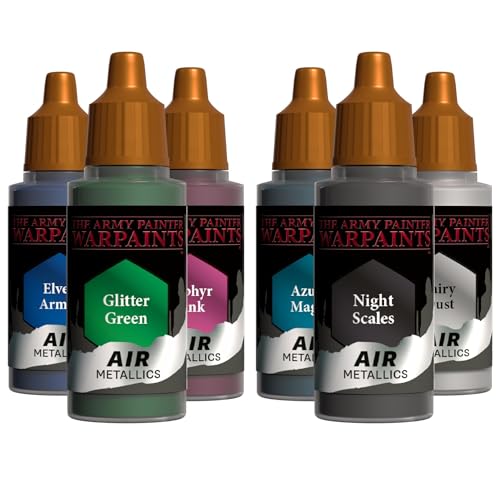 The Army Painter, Air Triads Fantasy Metallics, 6 x 18 ml, airbrush | 6 x 18 ml Pre-thinned Acrylic spray gun paints - Paint sprayer paint for D&D & Warhammer Miniatures - color: Fantasy Metallics