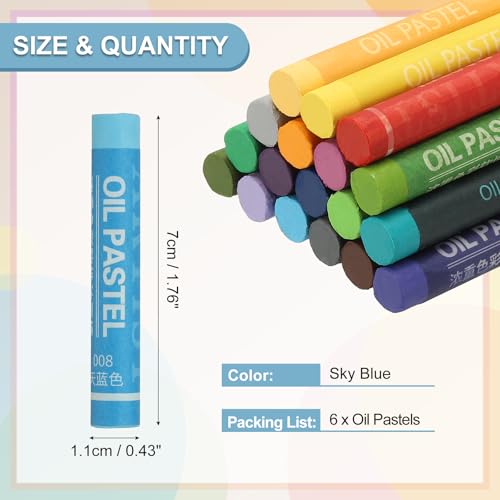 PATIKIL Sky Blue Oil Pastels, 6Pcs Soft Oil Crayons Creamy Pastels Stick Art Supplies for Art Painting Drawing Blending Graffiti for Drawing Beginners Artists - color: Sky Blue