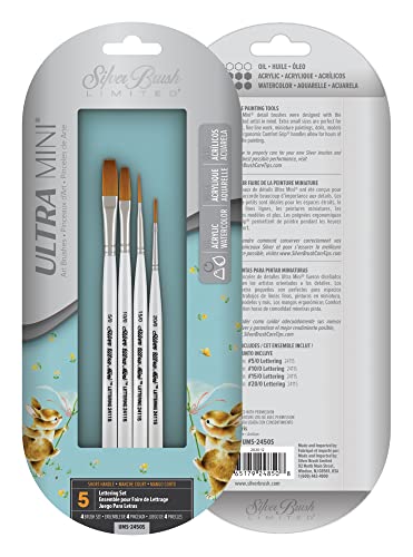 Silver Brush Limited Ultra Mini Lettering Paintbrush Set, 4pc - color: Lettering Set, size: 4 Pc