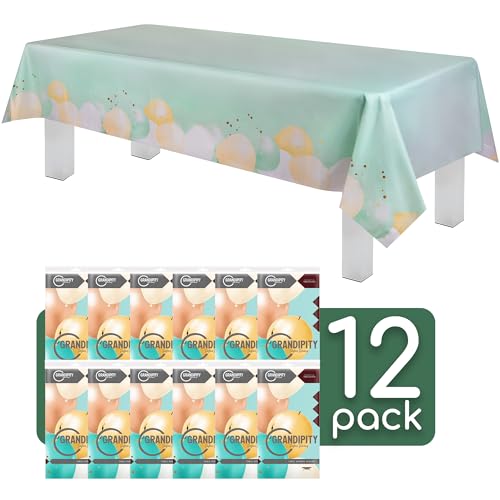 Grandipity Party Balloon Birthday 12 Pack Premium Disposable Plastic Tablecloth 54 Inch. x 108 Inch. Rectangle Table Cover - color: Balloons, size: 54" x 108" - 12 Pack