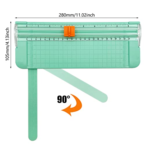 Paper Cutter, A4 Paper Trimmer with Security Safeguard & Side Ruler Portable Straight Edge Cutter for Scrapbooking Craft Paper, Photos, Label, Cardstock (Green) - color: Green