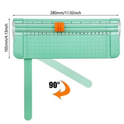 Paper Cutter, A4 Paper Trimmer with Security Safeguard & Side Ruler Portable Straight Edge Cutter for Scrapbooking Craft Paper, Photos, Label, Cardstock (Green) - color: Green