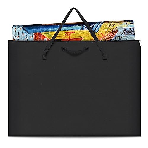 ZKOO Art Portfolio Bag, Light Weight Art Canvas Portfolio Case with Nylon Shoulder Strap, Carrying Storage Case for Artwork, Poster, Sketching, and Drawing (Compatible 18 * 24 Inch-Black) - size: 18*24in Black