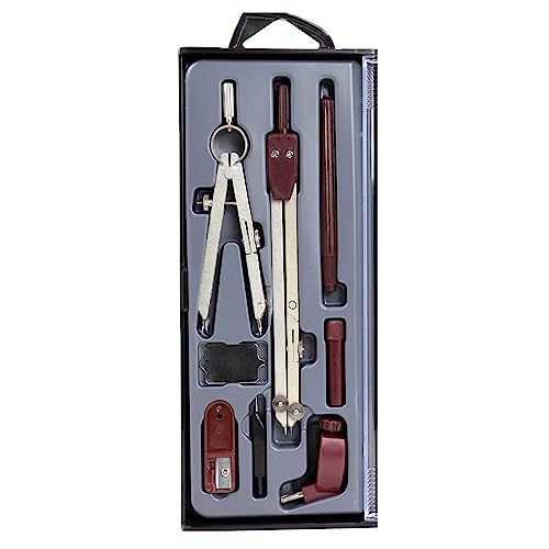 Liquidraw Technical Drawing Professional Set - 8 Piece | Includes Metal Compass With Spring Bow Head Dividers | Ideal Maths Drafting, Geometry Tools for School, Engineering, Architecture & Woodworking