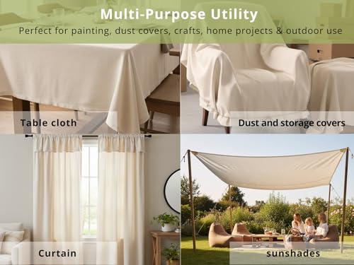 PurpleEssences All Purpose Canvas Drop Cloth Duck Tarp, 4ftx5ft - Natural - color: 4 ft x 5 ft