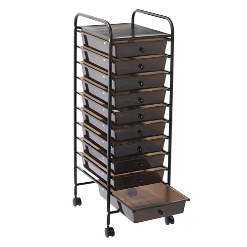 Simply Tidy 10 Drawer Matte Black Rolling Cart - Mobile Organizer with Removable Drawers, Swivel & Locking Casters, Durable Tubular Frame - 1 Set - color: Matte Black