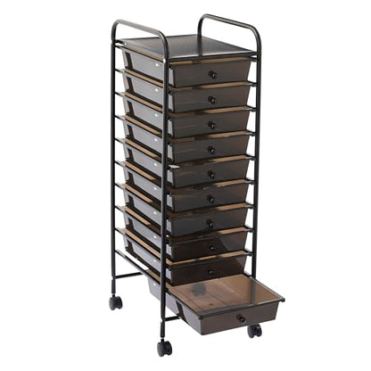 Simply Tidy 10 Drawer Matte Black Rolling Cart - Mobile Organizer with Removable Drawers, Swivel & Locking Casters, Durable Tubular Frame - 1 Set - color: Matte Black