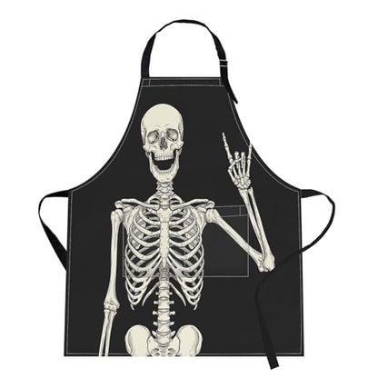 Britimes Apron with Pockets, 32x28 inch, for Women Men, Black Skull - color: Black Skull