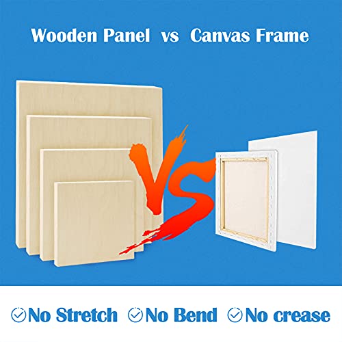 Falling in Art 8 Pack 4 Sizes Unfinished Birch Wood Canvas Panels Kit | Studio 3/4’’ Deep Wood Canvas, Cradle Boards for Painting, Pouring, Burning, Crafts, Epoxy Resin, Laser Engraving Cutting - size: 6*6 8*8 10*10 12*12 2-Pack