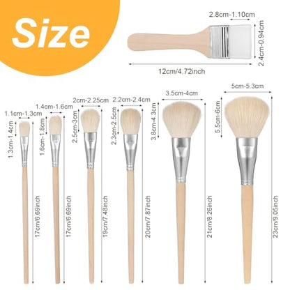 7Pcs Versatile Mop Brush, Goat Hair Blending Paint Brushes | Detailed Paint Brushes for Acrylic Painting, Pottery Glazing, Watercolor, Oil, Gold foil Paintings, Clay Art