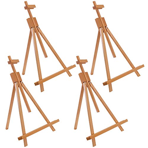 U.S. Art Supply 31" High Wood Studio Tabletop Easel (4 Pack) - Adjustable Artist Tripod, Holds Up to 27" Canvas, Folding A-Frame Artist Display Stand - Table Top Easel for Painting