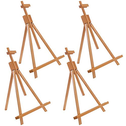 U.S. Art Supply 31" High Wood Studio Tabletop Easel (4 Pack) - Adjustable Artist Tripod, Holds Up to 27" Canvas, Folding A-Frame Artist Display Stand - Table Top Easel for Painting