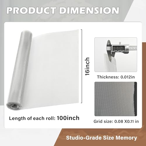CELSOL Pro Sculpting Wire Mesh Roll 16"x100" (0.08x0.11 Ultra-Dense Grid) | Heavy Duty Aluminum Armature Mesh for Clay, Metal Art & DIY Crafts | Scissors-Cut, Rustproof, Artist-Approved