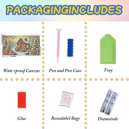 Extra Large Diamond Art Kits for Adults, 5D Diamond Painting Kits 28x16 In - color: Christmas Cabin Large Diamond Painting