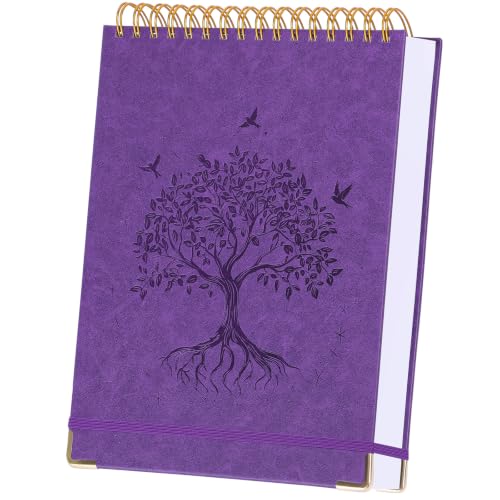 Blank Notebook 8.5 x 11, Hardcover Sketchbook Sketch Pad, Thick Paper, Gift | 300 Page Top Spiral Notebook, No Bleed Unlined Journal for Women Men Kids Journaling Sketching, Lay Flat, Durable PU Leather - color: Purple, size: 8.5” x 11”