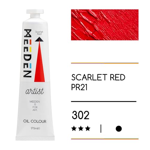 MEEDEN Artist Grade Oil Paint: Scarlet Red - 170ml/5.7oz Tube | Professional Art Paints and Supplies for Canvas Painting - color: Scarlet Red, size: 5.7 Fl Oz (Pack of 1)