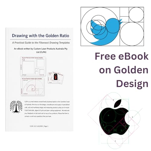 Fibonacci 6" Star Drawing Template, Golden Ratio Stencil | Australian Designed and Made; Geometric Stencil for Art; Drafting and Quilting; PETG - style: 6" Stars