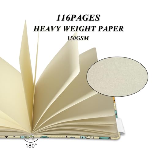 5" x 5" Hardcover Sketch Book,58 Sheets Small Mixed Media Pocket Sketch Pad | PU Cover,150 GSM Acid Free Artist Drawing Paper,Travel Journal Blank Notebook for Adults Sketching,Illustration. - color: 150gsm Cloth-travel