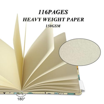 5" x 5" Hardcover Sketch Book,58 Sheets Small Mixed Media Pocket Sketch Pad | PU Cover,150 GSM Acid Free Artist Drawing Paper,Travel Journal Blank Notebook for Adults Sketching,Illustration. - color: 150gsm Cloth-travel