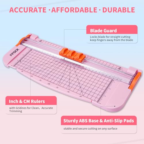 A4 Paper Cutter Slider 12 Inch Paper Trimmer Photo Cutter, Pink - color: Pink