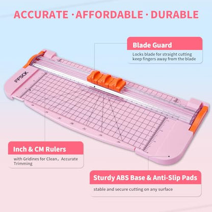 A4 Paper Cutter Slider 12 Inch Paper Trimmer Photo Cutter, Pink - color: Pink