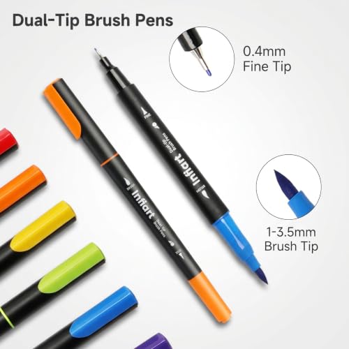 72 Colors Dual Tip Paint Markers, Water-Based Pens with Fine Tip and Brush Tip, Art Pen for Coloring Books, Calligraphy, Sketching, Journaling, Drawing for Adults Art Supplies and DIY Crafts - color: 72 Colors