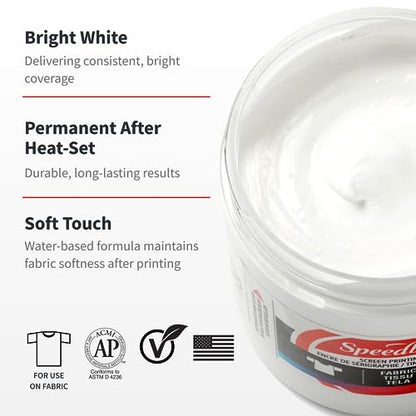 Speedball 004603 Fabric Screen Printing Ink, 32 Fl. Oz, White - color: White, size: 32 fl oz